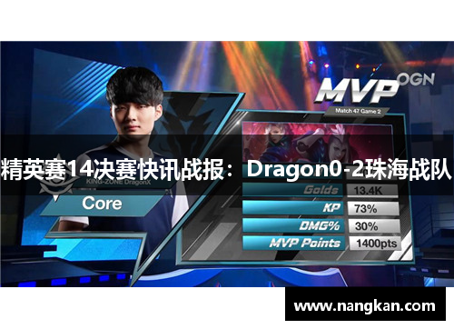 精英赛14决赛快讯战报：Dragon0-2珠海战队